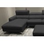 Canapé d'angle en cuir buffle italien de luxe 5 places ARMANO, noir, angle gauche Canapé d'angle en cuir buffle italien de luxe 5 places ARMANO, noir, angle gauche