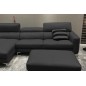 Canapé d'angle en cuir buffle italien de luxe 5 places ARMANO, noir, angle gauche Canapé d'angle en cuir buffle italien de luxe 5 places ARMANO, noir, angle gauche