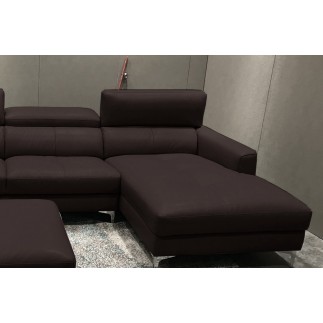 Canapé d'angle en cuir buffle italien de luxe, 5 places ARMANO, chocolat, angle droit