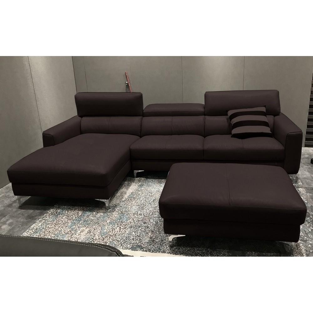 Canapé d'angle en cuir buffle italien de luxe 5 places ARMANO, chocolat, angle gauche Canapé d'angle en cuir buffle italien de luxe 5 places ARMANO, chocolat, angle gauche