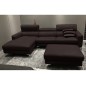 Canapé d'angle en cuir buffle italien de luxe 5 places ARMANO, chocolat, angle gauche Canapé d'angle en cuir buffle italien de luxe 5 places ARMANO, chocolat, angle gauche