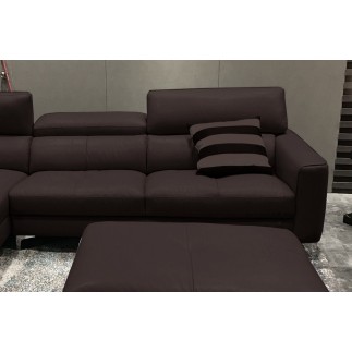 Canapé d'angle en cuir buffle italien de luxe 5 places ARMANO, chocolat, angle gauche