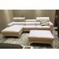 Canapé d'angle en cuir buffle italien de luxe 5 places ARMANO, beige, angle gauche Canapé d'angle en cuir buffle italien de luxe 5 places ARMANO, beige, angle gauche