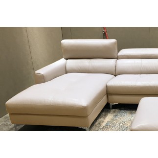 Canapé d'angle en cuir buffle italien de luxe 5 places ARMANO, beige, angle gauche