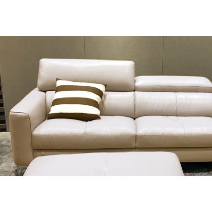 Canapé d'angle en cuir buffle italien de luxe, 5 places ARMANO, beige, angle droit