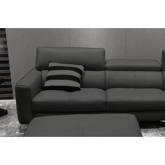 Canapé d'angle en cuir buffle italien de luxe, 5 places ARMANO, gris foncé, angle droit