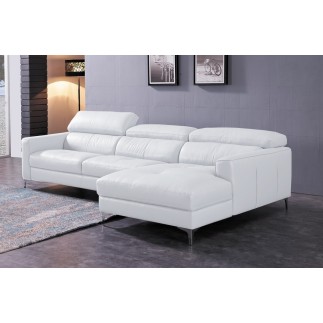 Canapé d'angle en cuir buffle italien de luxe, 5 places ARMANO, blanc, angle droit