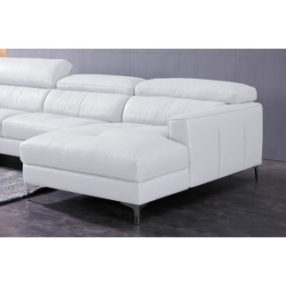 Canapé d'angle en cuir buffle italien de luxe, 5 places ARMANO, blanc, angle droit