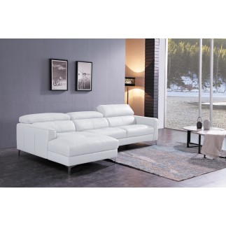 Canapé d'angle en cuir buffle italien de luxe 5 places ARMANO, blanc, angle gauche