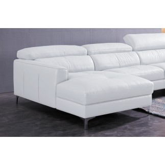 Canapé d'angle en cuir buffle italien de luxe 5 places ARMANO, blanc, angle gauche