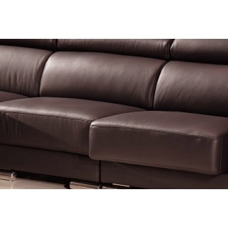 Canapé d'angle cuir buffle italien BONITO, couleur chocolat, angle gauche