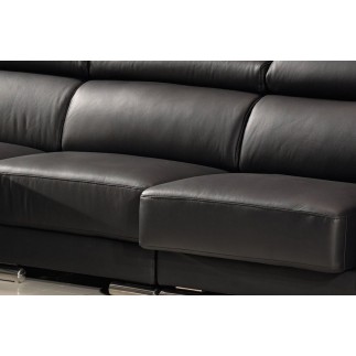 Canapé d'angle cuir buffle italien BONITO couleur noir, angle gauche