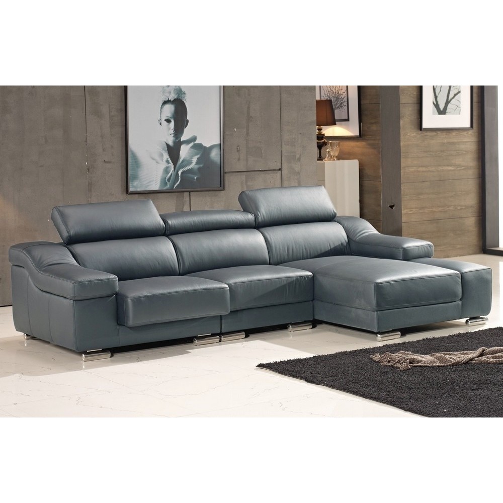 Canapé d'angle cuir buffle italien BONITO, couleur gris foncé, angle droit, 5 places Canapé d'angle cuir buffle italien BONITO, couleur gris foncé, angle droit, 5 places