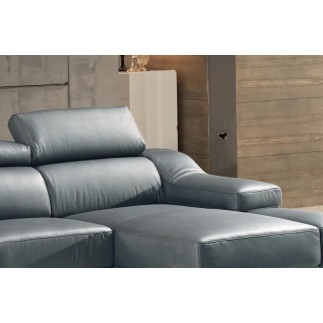 Canapé d'angle cuir buffle italien BONITO, couleur gris foncé, angle droit