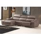 Canapé d'angle cuir buffle italien BONITO, couleur moka, angle gauche, 5 places