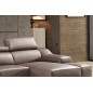 Canapé d'angle cuir buffle italien BONITO, couleur moka, angle droit, 5 places