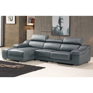 Canapé d'angle cuir buffle italien BONITO, couleur gris foncé, angle gauche