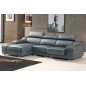 Canapé d'angle cuir buffle italien BONITO, couleur gris foncé, angle gauche, 5 places