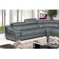 Canapé d'angle en cuir buffle italien de luxe 7 places LONDRES gris foncé, angle gauche Canapé d'angle en cuir buffle italien de luxe 7 places LONDRES gris foncé, angle gauche