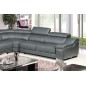 Canapé d'angle en cuir buffle italien de luxe 7 places LONDRES, gris foncé, angle droit Canapé d'angle en cuir buffle italien de luxe 7 places LONDRES, gris foncé, angle droit
