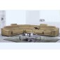 Canapé d'angle en cuir buffle italien de luxe 7 places LONDRES beige, angle gauche Canapé d'angle en cuir buffle italien de luxe 7 places LONDRES beige, angle gauche