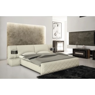 Lit en 100% Tout cuir italien de luxe ELEGANCE, écru, 180x200, fabrication personnalisée sur demande du client en tout cuir. San