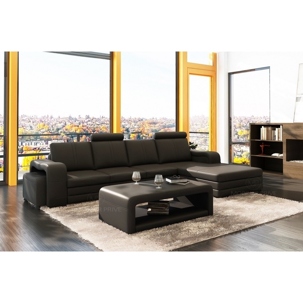 Canapé d'angle en cuir italien 5/6 places ROMARIO, gris foncé, angle droit Canapé d'angle en cuir italien 5/6 places ROMARIO, gris foncé, angle droit