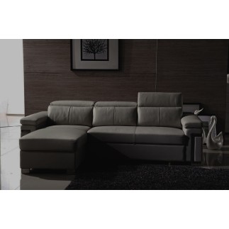 Fabrication personnalisée sur demande du client Canapé d'angle convertible en cuir buffle Epais italien 5 places, ALLURE, Gris 2