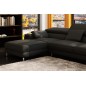 Canapé d'angle en cuir italien 5 places SUEDE, noir, angle gauche Canapé d'angle en cuir italien 5 places SUEDE, noir, angle gauche