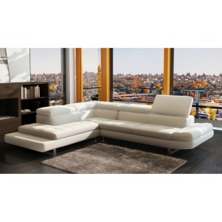 Canapé d'angle en cuir italien Prestige Luxe 5/6 places Grand CITY, blanc