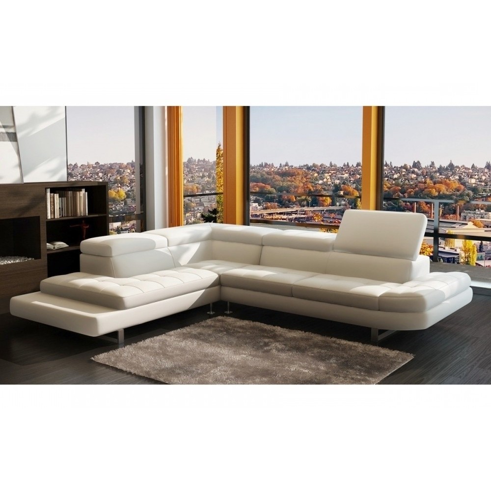 Canapé d'angle en cuir italien Prestige Luxe 5/6 places Grand CITY, blanc, angle gauche Canapé d'angle en cuir italien Prestige Luxe 5/6 places Grand CITY, blanc, angle gauche