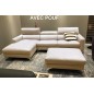 Canapé d'angle en cuir buffle italien de luxe 5 places ARMANO, beige, angle gauche, avec pouf en cuir Canapé d'angle en cuir buffle italien de luxe 5 places ARMANO, beige, angle gauche, avec pouf en cuir