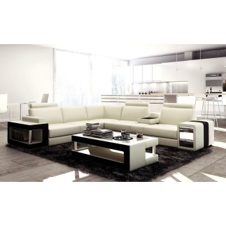 Paiement en 6x. Acompte commande Canapé d'angle XERUS en cuir haut de gamme italien vachette Vénésetti Cuir Prestige luxe Blanc