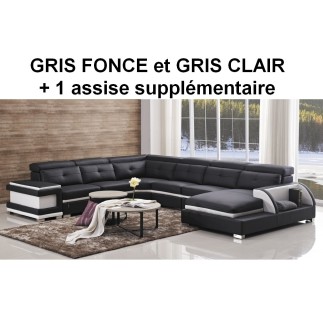 Canapé d'angle cuir buffle italien, cuir épais Prestige, avec 1 assise en plus sur la longueur, article personnalisé sur demande