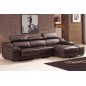 Canapé d'angle cuir buffle italien BONITO, couleur chocolat, angle droit, 5 places