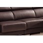 Canapé d'angle cuir buffle italien BONITO, couleur chocolat, angle droit, 5 places