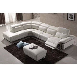 Canapé d'angle relax en cuir buffle italien de luxe RELAXINO, beige, angle gauche