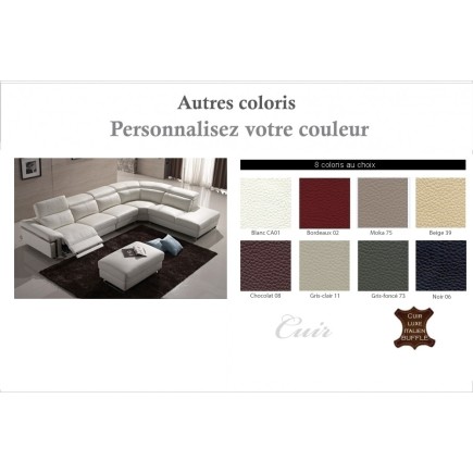 Canapé d'angle relax en cuir Très épais, buffle italien de luxe RELAXINO, couleur personnalisée, angle droit