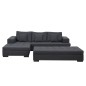 Canapé d'angle en tissu de qualité BONY, gris foncé, avec pouf-banquette, angle gauche Canapé d'angle en tissu de qualité BONY, gris foncé, avec pouf-banquette, angle gauche