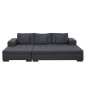 Canapé d'angle en tissu de qualité BONY, gris foncé, avec pouf-banquette, angle gauche Canapé d'angle en tissu de qualité BONY, gris foncé, avec pouf-banquette, angle gauche