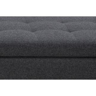 Canapé d'angle en tissu de qualité BONY, gris foncé, avec pouf-banquette, angle gauche