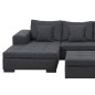 Canapé d'angle en tissu de qualité BONY, gris foncé, avec pouf-banquette, angle gauche Canapé d'angle en tissu de qualité BONY, gris foncé, avec pouf-banquette, angle gauche