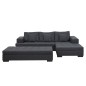Canapé d'angle en tissu de qualité, BONY gris foncé, avec pouf-banquette, angle droit Canapé d'angle en tissu de qualité, BONY gris foncé, avec pouf-banquette, angle droit
