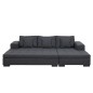 Canapé d'angle en tissu de qualité, BONY gris foncé, avec pouf-banquette, angle droit Canapé d'angle en tissu de qualité, BONY gris foncé, avec pouf-banquette, angle droit