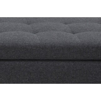 Canapé d'angle en tissu de qualité, BONY gris foncé, avec pouf-banquette, angle droit