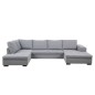 Canapé d'angle panoramique en tissu de qualité 6/7 places BOSTAR, gris clair avec méridienne, angle gauche et méridienne à droit Canapé d'angle panoramique en tissu de qualité 6/7 places BOSTAR, gris clair avec méridienne, angle gauche et méridienne à droit