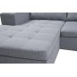 Canapé d'angle panoramique en tissu de qualité 6/7 places BOSTAR, gris clair, avec méridienne, angle droit et méridienne à gauch Canapé d'angle panoramique en tissu de qualité 6/7 places BOSTAR, gris clair, avec méridienne, angle droit et méridienne à gauch