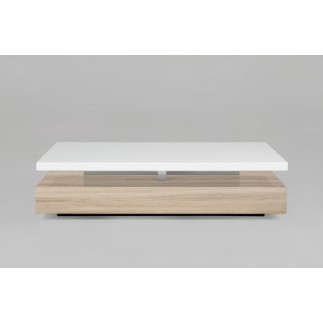 Table basse design, dessus en bois laqué blanc MARTENS