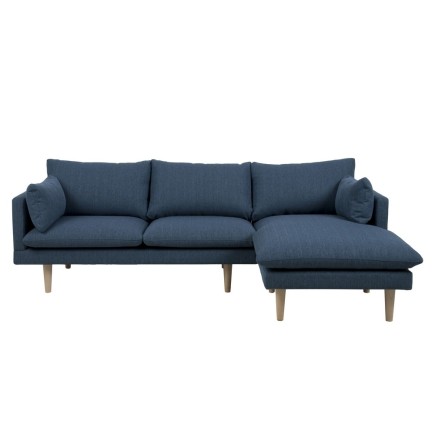 Canapé d'angle en tissu de qualité SUNDO, bleu, angle droit