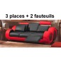 Ensemble DESIGNA IV, composé d'un canapé 3 places + 2 fauteuils en cuir Supérieur haut de gamme italien vachette Vénésetti. Noir